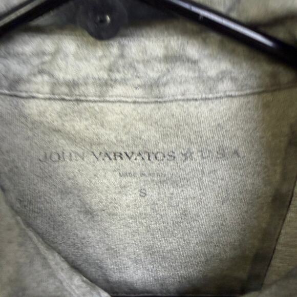 John Varvatos Polo Shirt Mens Small Cotton Short Sleeve Cement Casual Button - Picture 6 of 8